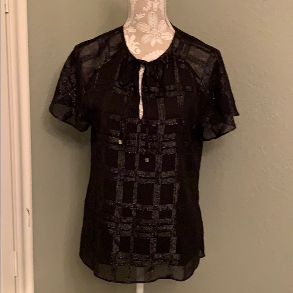 Michael Kors NWT Black SheerTop with Bow